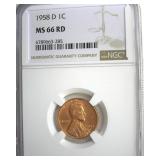 1958-D Cent NGC MS66 RD