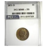 1971-D Nickel PCI MS66+ FS Golden Toning