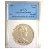 1967 Dollar NNC MS69 PL Confederation Centennial