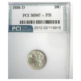 1936-D Dime MS67+ FB LISTS $1250