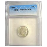 1964 Dime ICG PR69 DCAM LISTS $125