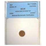 1857 Gilt Token NNC MS64 Indian-Bear