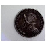 1930 Silver 1/10 Balboa Panama Nice Toning