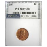 1935 Cent MS67 RD LISTS $285
