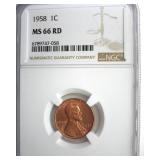 1958 Cent NGC MS66 RD