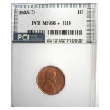 1935-D Cent MS66+ RD LISTS $165