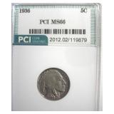 1936 Nickel MS66 LISTS $225