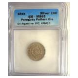 18XX Silver 10C ICG MS65 Pattern Die