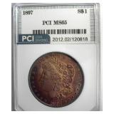 1897 Morgan PCI MS65 Golden Purple