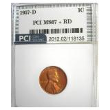 1957-D Cent MS67+ RD LISTS $6500