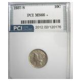 1937-S Dime MS66+ LISTS $250