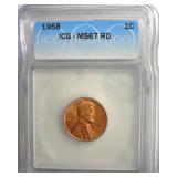 1958 Cent ICG MS67 RD LISTS $450