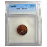 1963-D Dime ICG MS67 LISTS $125