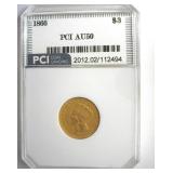 1866 Gold $3 AU50 LISTS $2700