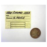 1933 1936 6 Pence X2 New Zealand