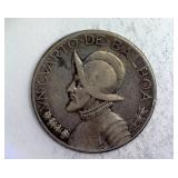 1930 Silver 1/4 Balboa Panama Nice Toning