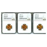 1957-D 1958 1958-D Cent NGC MS66 RD 3 Pc Lot
