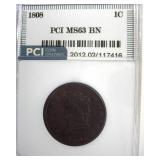 1808 Cent MS63 BN LISTS $20000