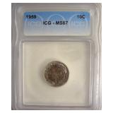1959 Dime ICG MS67 LISTS $135