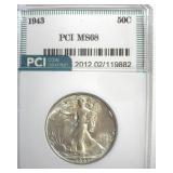 1943 Walking Liberty MS68 LISTS $21000