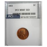 1951 Cent MS67 RD LISTS $1300