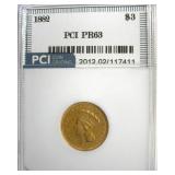 1882 Gold $3 PR63 LISTS $22500