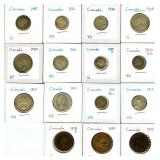 1859-1967 Canada 15 Coin Lot Some Silver
