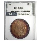 1887 Morgan PCI MS65+ Golden Purple