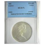 1965 Pointed 5 Dollar NNC MS69 PL Canada