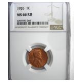 1955 Cent NGC MS66 RD