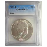 1971-S Silver Ike ICG MS67+ LISTS $3150