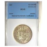 1937 1/2 Crown NNC MS60 New Zealand