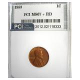 1953 Cent MS67+ RD LISTS $12500