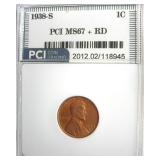1938-S Cent MS67+ RD LISTS $950