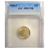 1960-D Dime ICG MS67 FB LISTS $400