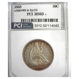 1853 Arrows & Rays 50 Cents MS63+ LISTS $6000