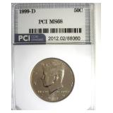 1999-D Kennedy MS68 LISTS $1100