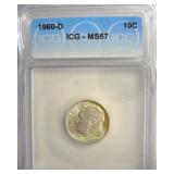 1960-D Dime ICG MS67 Nice Toning