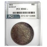 1921 Morgan PCI MS65+ Nice Toning