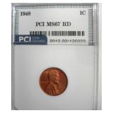 1948 Cent MS67 RD LISTS $2100