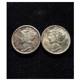 Mercury Dimes 2 Hi Grade