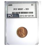 1938 Cent MS67+ RD LISTS $900