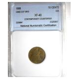 1888 Dime NNC XF40 Contemp Ctft Hand Cut Dies