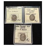 1930s Silver 3 Pence X 3