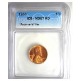 1955 Cent ICG MS67 RD Poorman's Var