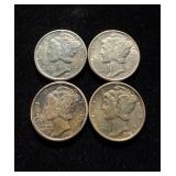 Mercury Dimes 4 Hi Grade