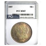 1887 Morgan MS67 LISTS $1700
