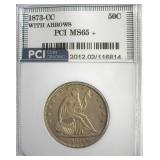 1873-CC w/Arrows 50 Cents PCI MS65+
