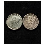 Mercury Dimes 2 Hi Grade