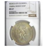 1968-MO S25P NGC MS67 Mexico City